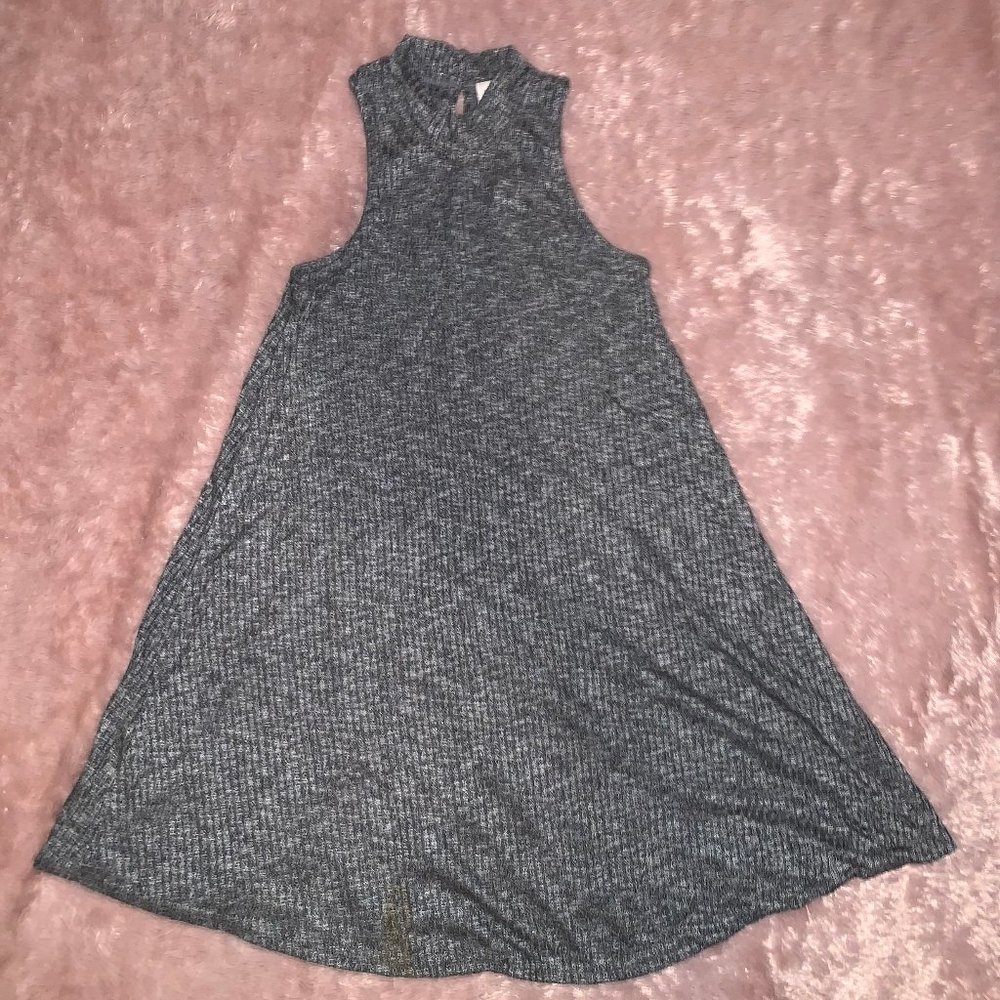 Gray Half-Turtle Neck T-shirt Dress